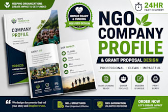 design ngo company profile or grant proposal brochure