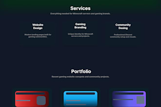 design a modern gaming website landing page