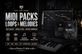 create custom melodies, midi packs, loops, and song starters