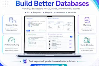 design, optimize, manage and custom sql and nosql databases