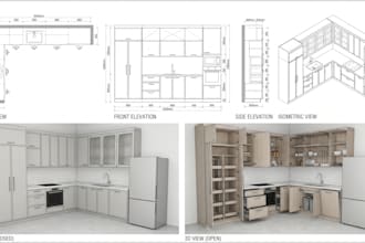 do custom kitchen cad drawings structural shop drawing cabinet design 3d render