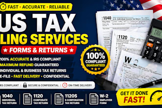 do fast US tax filing, 1040, schedule c and 1099 expert guidance guaranteed