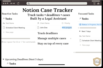 create a notion case tracker for tasks, deadlines and files