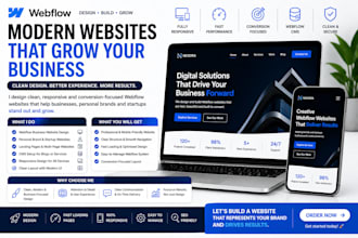 design business website on webflow, personal, brand and startups webflow website