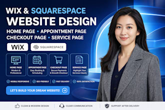 wix squarespace home page appointment page checkout page service page
