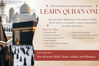 teach quran with tajweed, noorani qaida, tafseer, arabic and islamic studies