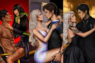 do fantasy spicy romance novel book cover art character couple art illustration