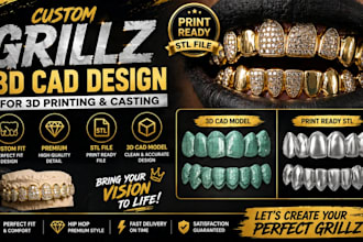 design cutom grillz jewelry cad and tooth jewelry for 3d printing stl file