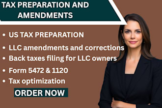 do US tax preparation and tax amendment back taxes, form 1040x 1120x