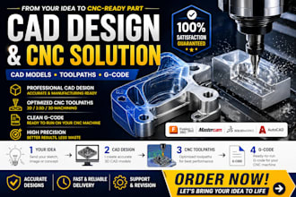 design cad models and create cnc toolpaths and g code for your project