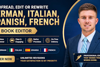proofread, edit or rewrite your german, italian, spanish, french book editor