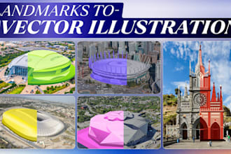 design vector illustration and line art illustration for buildings and landmarks