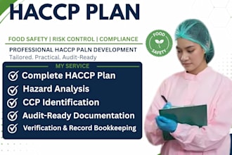 write haccp food safety plan, sops, fda audit, hazard analysis compliance