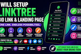 setup linktree bio link business page link landing page for social media setup