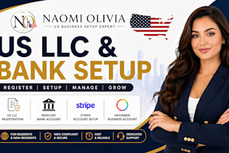 register US llc and open mercury stripe payoneer business bank account