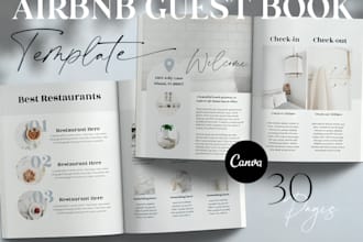 create a beautiful airbnb guest guidebook brochure flyer logo vrbo house rule