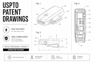 create uspto ready patent drawings and utility patent illustrations