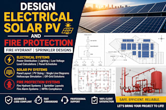 design electrical solar pv and fire protection fire hydrant sprinkler designs