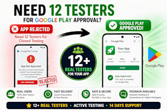 provide 12 real testers for google play closed testing app testing
