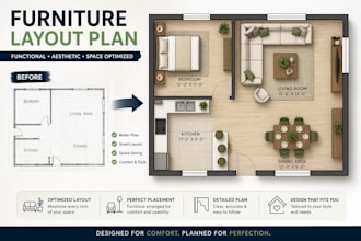 design a functional and aesthetic furniture layout plan