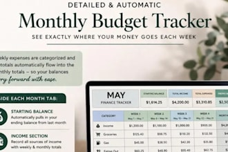 design a custom excel budget planner and expense tracker