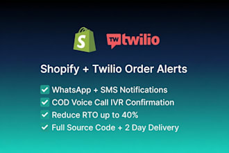 setup shopify whatsapp SMS voice call notification with twilio API