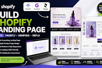 build shopify landing page with pagefly, gempges, replo, shopify product page
