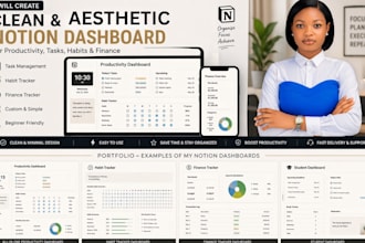 create a clean notion productivity dashboard for tasks, habits and finance
