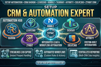 setup automation crm radium leads360 nimble taskray affinity solve360 zynbit CRM