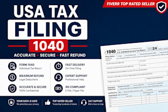 prepare and efile US tax return form 1040, 1120, 1065, 5472