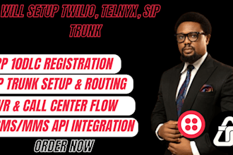 setup twilio, telnyx, sip trunk, and did number for bulk SMS a2p 10dlc