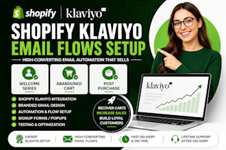 set up shopify klaviyo email flows, abandoned cart, and welcome series