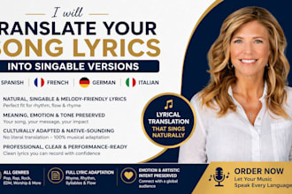 translate song lyrics into singable version in spanish french german italian