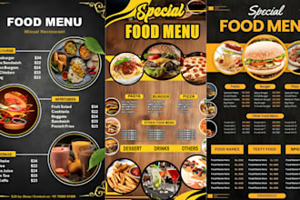 design an editable restaurant menu food menu price list