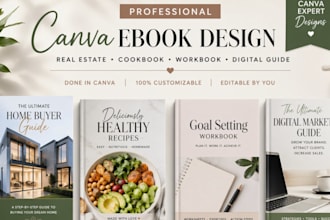 design canva real estate ebook, cookbook, workbook and digital guide