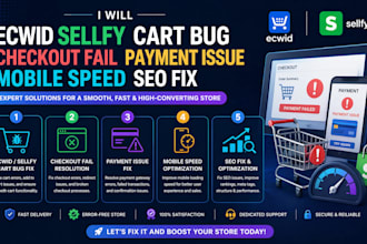 ecwid sellfy cart bug checkout fail payment issue mobile speed SEO fix