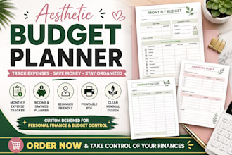 design printable budget planner monthly finance expense tracker for beginners
