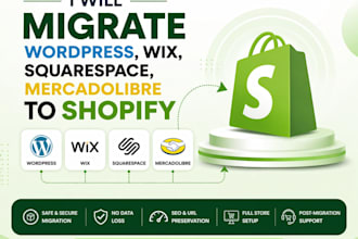 migrate wordpress to shopify wix to shopify squarespace mercadolibre to shopify