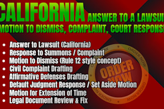 draft california answer to lawsuit, motion to dismiss, complaint, court response