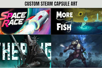 design fantasy steam capsule art, game key art store graphics, game cover design