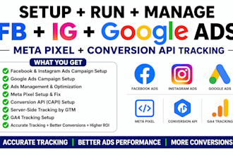 setup run manage fb ig google ads campaign meta pixel conversion API tracking