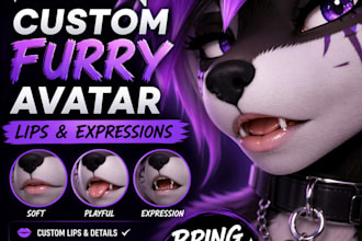 create custom vrchat furry avatar with realistic lips and expressions