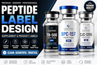 peptide label design, product label design peptide label supplement peptide vial