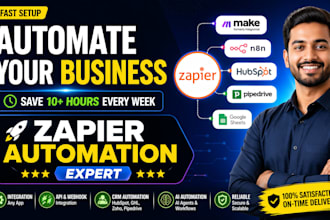 setup zapier automation, zapier integration, make com, ai n8n automation expert