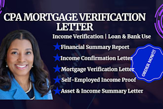 provide a CPA mortgage letter for income and self employment verification