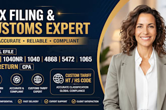 efile 1120 1040nr 1040 4868 5472 1065 tax return cpa custom tariff ht hs code