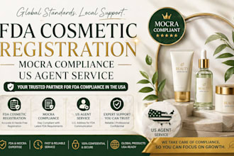 provide fda cosmetic registration mocra compliance and us agent service