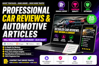 write a detailed car review or automotive article for your blog