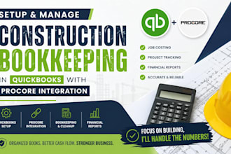set up, manage construction bookkeeping in quickbooks with procore integration