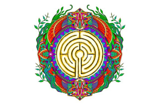 design sacred labyrinth psychedelic tattoo logo